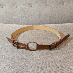 No brand belt faux leather color brown